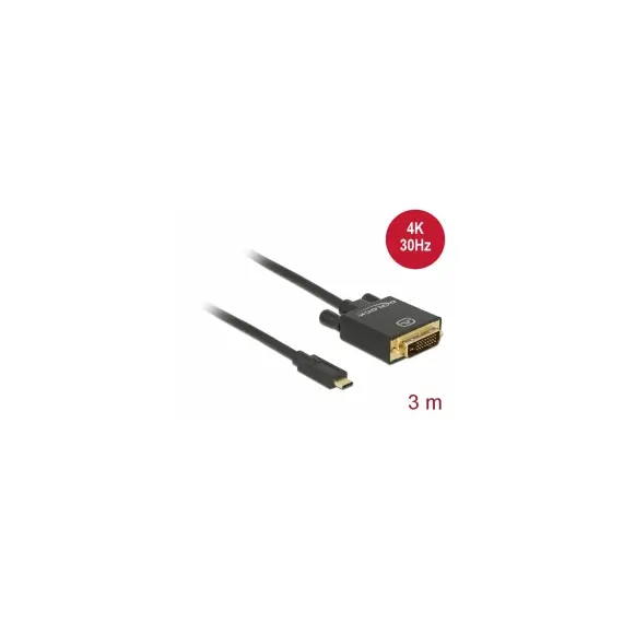 Delock D85322 - Cable USB Type-C™ Male > DVI 24+1 Male (DP Alt Mode) 4K, 30Hz, 3m, Black