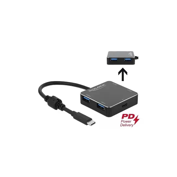Delock D64044 - 4 Port USB 3.1 Gen 1 Hub with USB Type-C™ Connection and USB Type-C™ PD