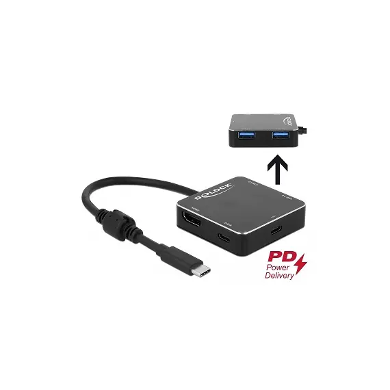 Delock D64062 - 3 Port USB Hub and HDMI Output with USB Type-C™ Connection PD