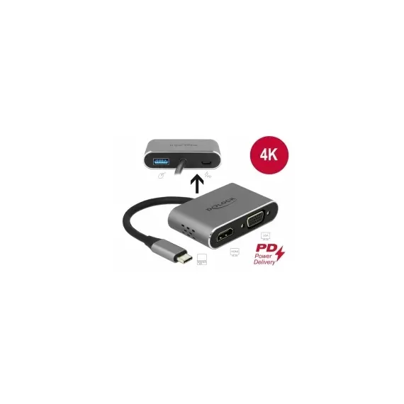 Delock D64074 - USB Type-C™ Adapter to HDMI and VGA with USB 3.0 Port and PD