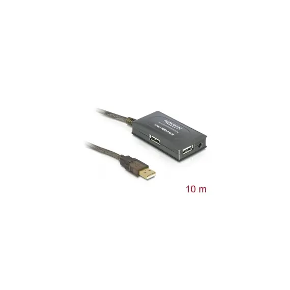 Delock D82748 - USB 2.0 Extension Cable 10m, Active, 4 Port Hub