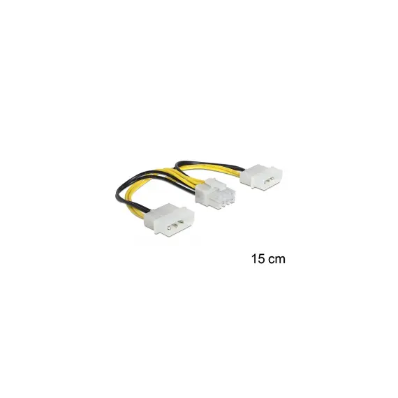 Delock 83410 - Internal Power Cable, 2 x 4 pin Molex male > 8 pin EPS male, 15cm
