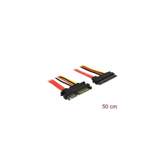 Delock 84361 - Extension Cable, SATA 6 Gb/s 22 pin plug > SATA 22 pin Receptacle, (5 V + 12 V), 50 cm