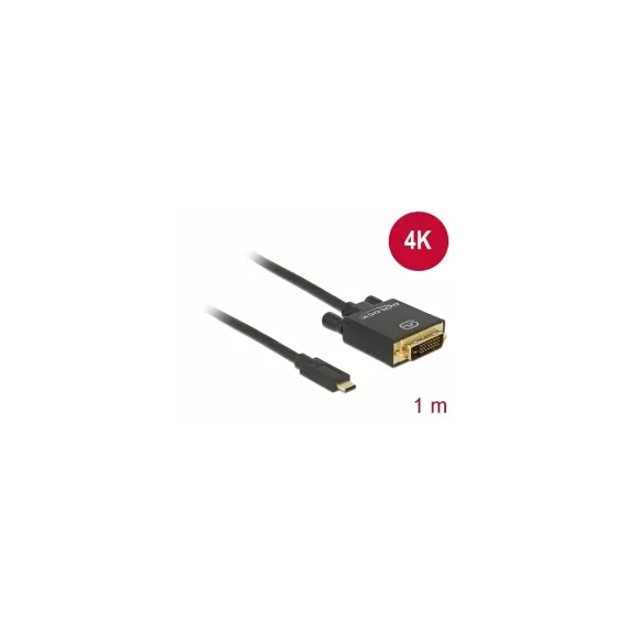 Delock D85320 - Cable, USB Type-C™, Male > DVI 24+1 Male (DP Alt Mode) 4K, 30Hz, 1m, Black