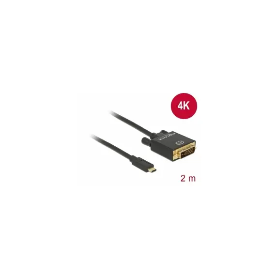 Delock D85321 - Cable USB Type-C™ Male > DVI 24+1 Male (DP Alt Mode) 4K, 30Hz, 2m, Black