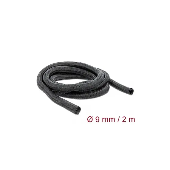 Delock - Braided Cable Sleeve, Self-Closing, 2mx9mm, Black