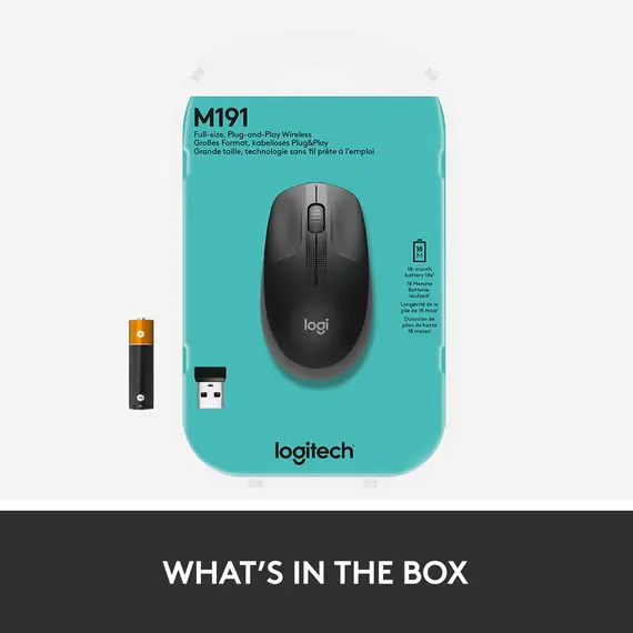 Logitech M190 - Mouse, RF Wireless, Optical, 1000DPI, Ambidextrous, image 5