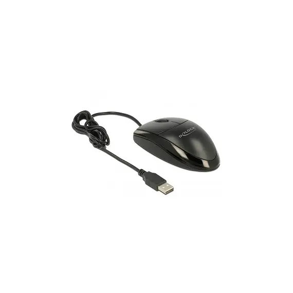 DeLOCK 12530 - Mouse, Ambidextrous, USB Type-A, Optical, 1000DPI, Black