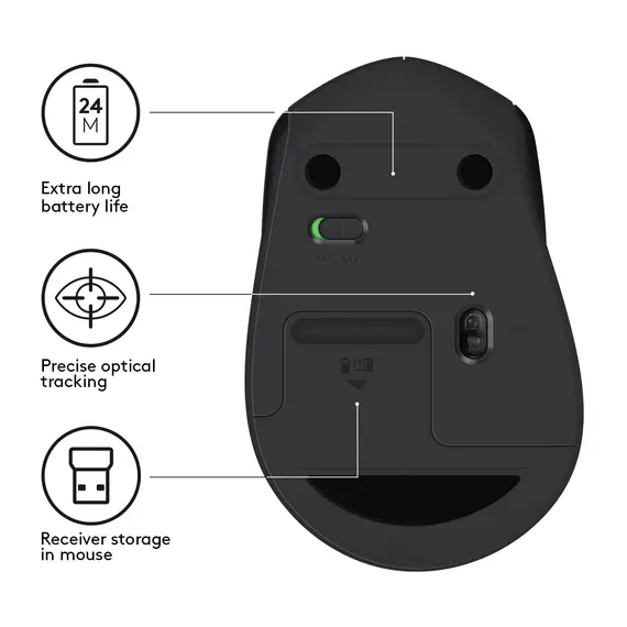 Logitech M330 - Mouse, Right-hand, RF Wireless, Mechanical, 1000DPI, 3 image