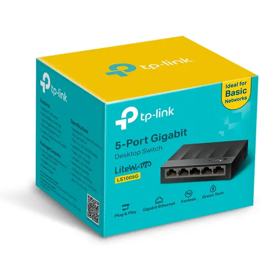 TP-LINK LS1005G - Network Switch, Gigabit Ethernet (10/100/1000), Black, 5 image