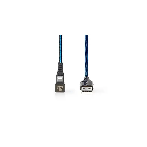 Nedis 698850 - USB Cable, Apple Lightning 8-Pin, USB-A Male, Nickel Plated, 1m, Round, Braided/Nylon Space