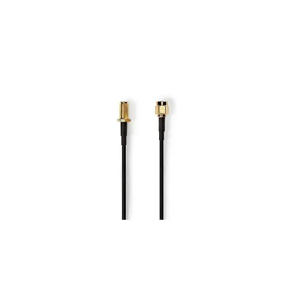 Nedis CSGP02010BK20 - SMA Male/Female Cable, 2m, Gold Plated, Black