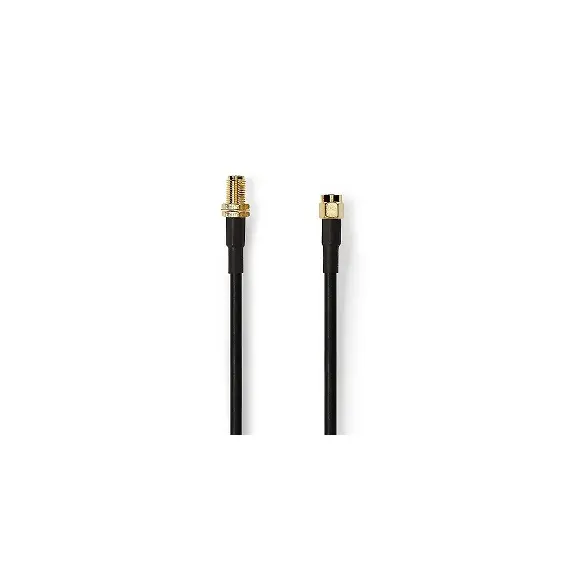 Nedis CSGP02400BK150 - SMA Male/Female Cable, 15m, Gold Plated, Black