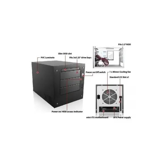 iStarUSA S-35 - Industrial Case, Compact Stylish, Mini-ITX with 3  5.25" bays