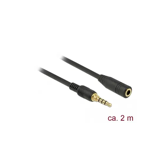 Delock D85631 - Stereo Jack Extension Cable 3.5mm, 4pin, Male to Female, 2m, Black