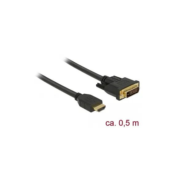 Delock D85651 - HDMI to DVI 24+1 Cable, Bidirectional, 0.5m