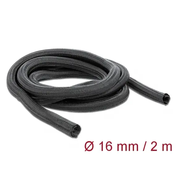 Delock D18854 - Braided Sleeve, Self-Closing, 2m x 16mm, Black