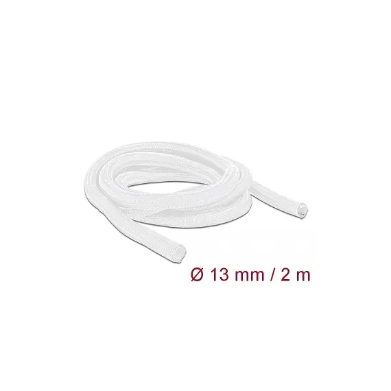 Delock D20698 - Braided Sleeve, Self-Closing, 2m x 13mm, White