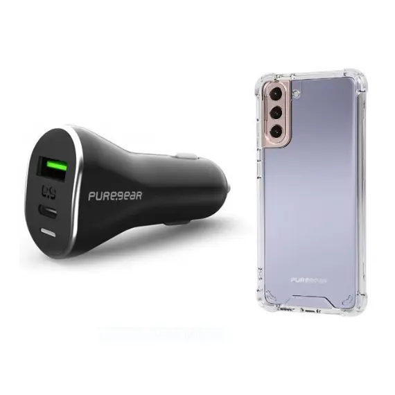 PureGear C996000996 - Car Charger 48W + Silicone Cover Case for Samsung Galaxy S21Plus