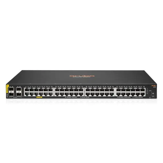 Aruba 6100 JL675A - Network Switch, 48G, Class4, 4SFP+, 370W, Managed, L3, Gigabit Ethernet (10/100/1000), Power over Ethernet (PoE), 1U, Black