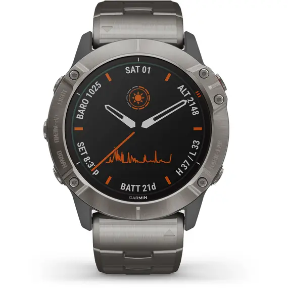 Garmin Fenix 6X Pro Solar Edition - Smart Sports Watch, Titanium, Silver