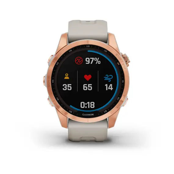 שעון ספורט חכם fenix 7s Solar, Rose Gold w/ Light Sand Band
