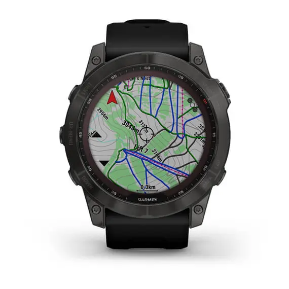 Garmin Fenix 7X Sapphire Solar - Smart Sport Watch, Titanium, Carbon Gray