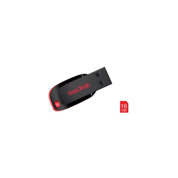 SanDisk Cruzer Blade - 64GB USB Flash Drive, Black/Red