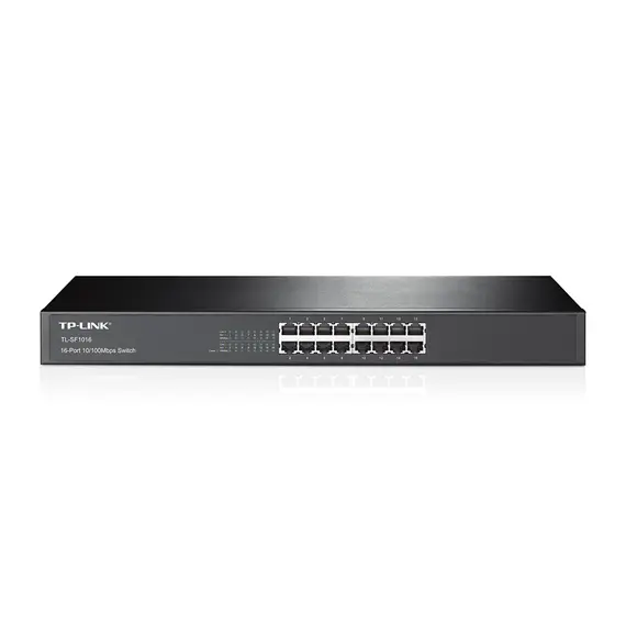 TP-Link TL-SF1016 - Network Switch, Unmanaged, Fast Ethernet (10/100), 1U, Black