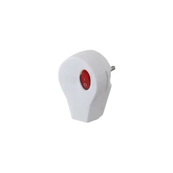 Semicom SW-201K - Power Plug with Illuminated Circuit Breaker, 16A, White