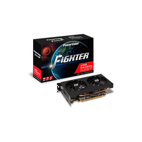 PowerColor AXRX 6500XT 4GBD6-DH/OC - Graphics Card, AMD Radeon, RX 6500 XT, 4GB, GDDR6