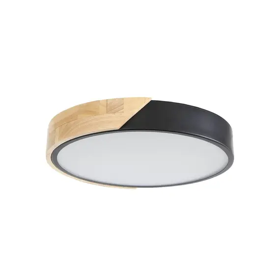 Semicom SM-CLBD/30CT - Ceiling Mounted Light, CCT, 30W, 30cm, Black and Wood
