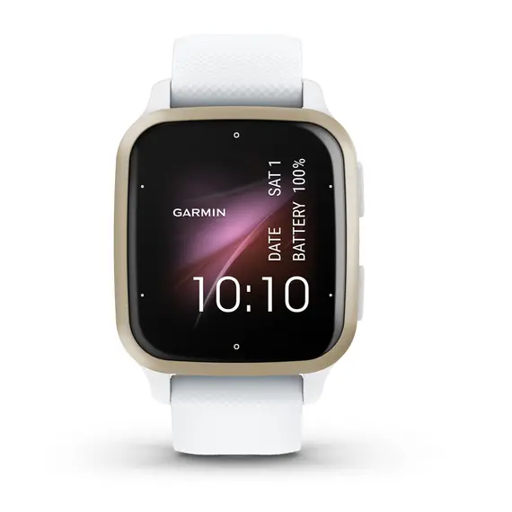 Garmin Venu Sq2 - Smart Sports Watch, Cream Gold - White Band