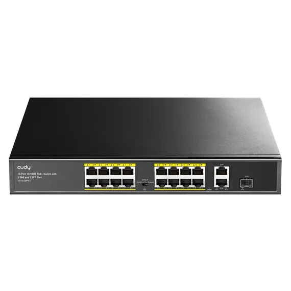 Cudy FS1018PS1 - Network Switch, Fast Ethernet (10/100), Power over Ethernet (PoE), Grey