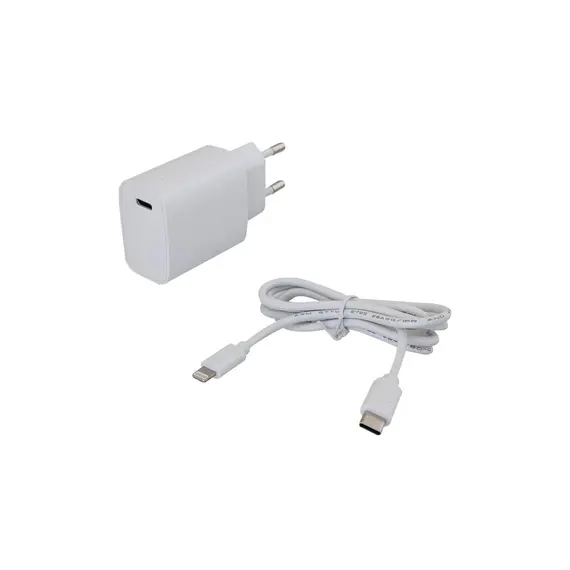 GPlus GPL-PD201/LIGHTING - Wall Charger + IPHONE Cable, TYPE-C, PD, 20W, White