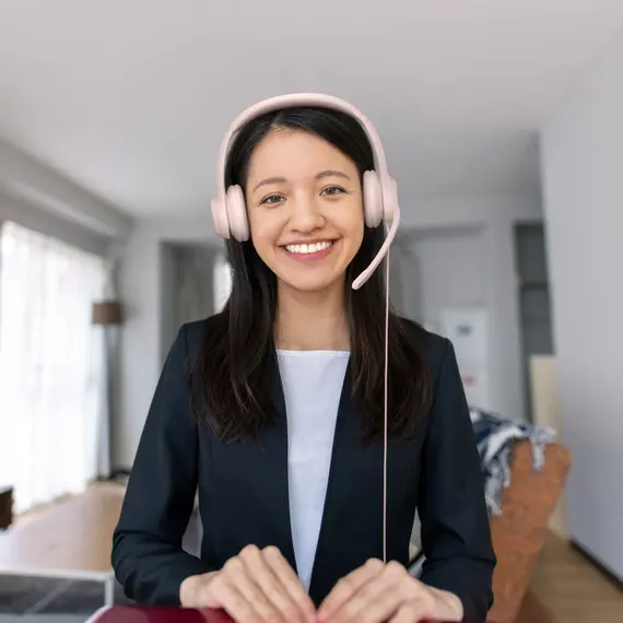 Logitech H390 - USB Computer Headset, Rose, imagen 2