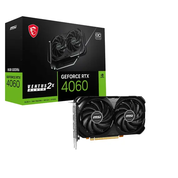 MSI GEFORCE RTX 4060 VENTUS 2X BLACK 8G OC - Graphics Card, NVIDIA, 8GB, GDDR6