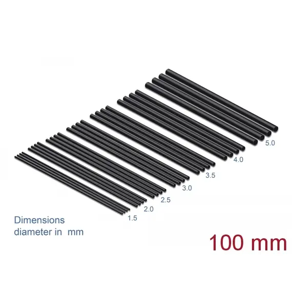 Delock 18987 - Heat Shrink Tube Set 100mm, 28 pieces, Black
