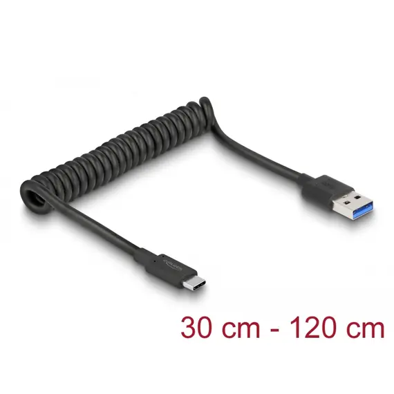 Delock 85349 - USB 3.1 Gen 2 Coiled Cable Type-A male to Type-C™ Male