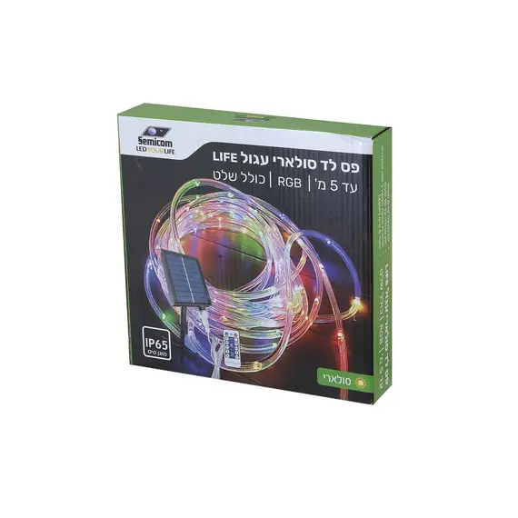 פס לד סולארי עגול RGB באורך 5 מטר ושלט