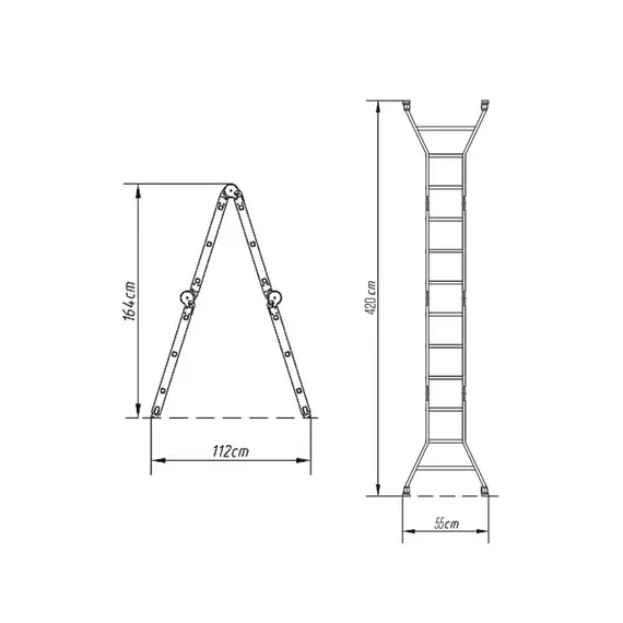 GPT TOAL44 - Telescopic Ladder, Aluminum, 4x4, 2 image