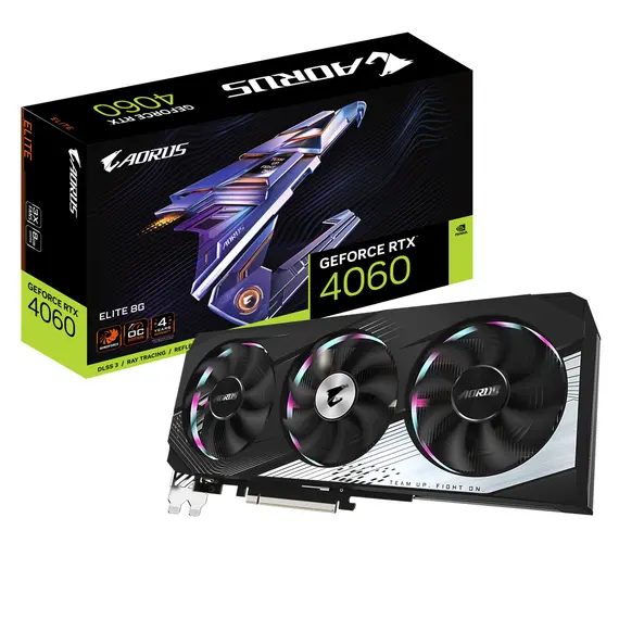 Gigabyte AORUS GeForce RTX 4060 ELITE 8G - Video Card, NVIDIA, 8GB, GDDR6