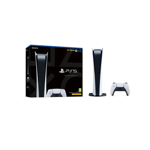 Sony PlayStation 5 Digital Edition - Gaming Console, 825GB, Wi-Fi, Black, White