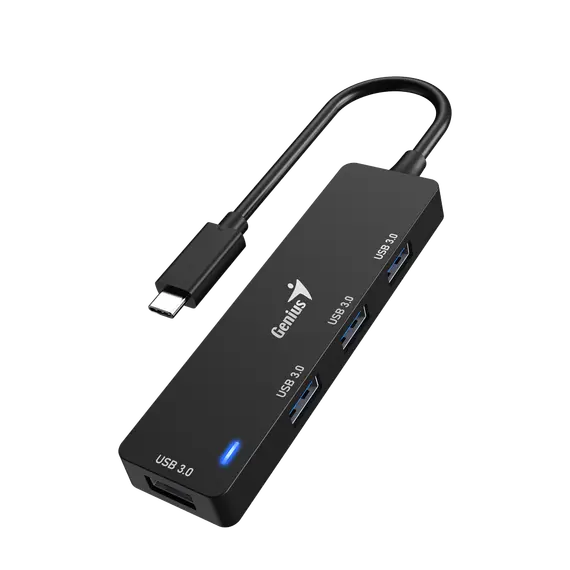 Genius 31240002401 4-port USB 3.0 Hub - 4-port, USB 3.0, Black, 2YR