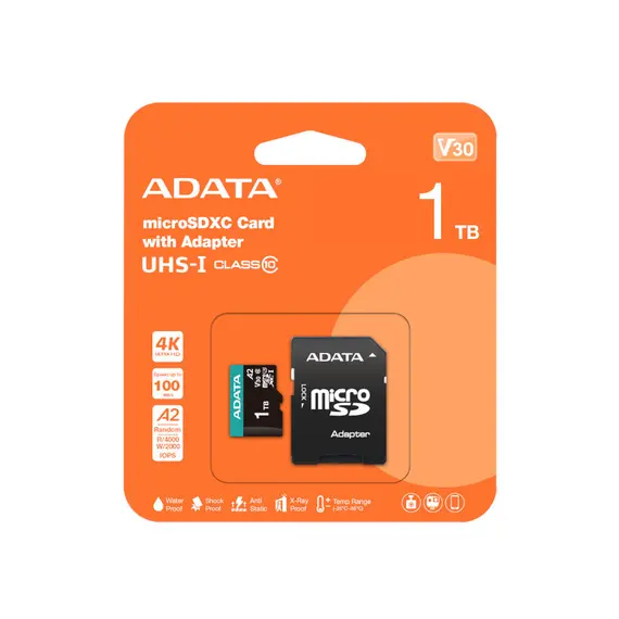 ADATA AUSDX1TUI3V30SA2‑RA1 Memory Card - 1TB, MicroSDXC, Life Time Warranty, 3 image