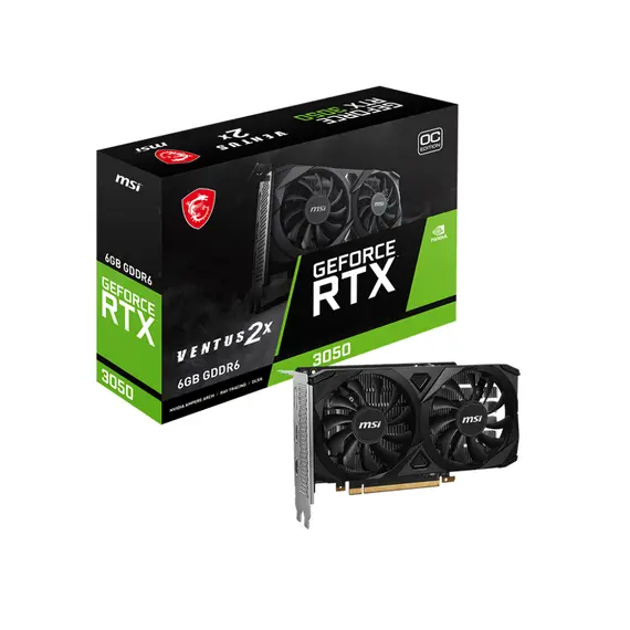 MSI Geforce RTX 3050 VENTUS 2X 6G OC - Video Card, NVIDIA, 6GB, GDDR6