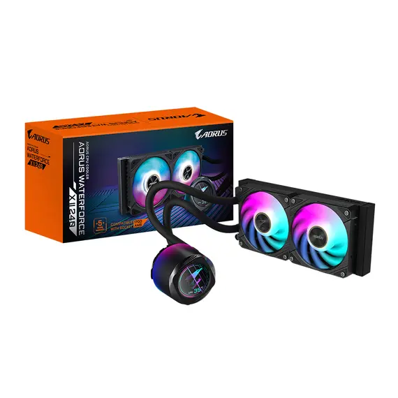 Gigabyte AORUS WATERFORCE X II 240 AIO - Liquid CPU Cooler, 2x120mm, ARGB Fans