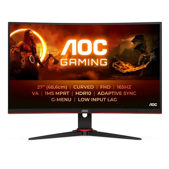 AOC G2 C27G2E-BK - 27" Gaming Monitor, VA, W-LED, Black, Red