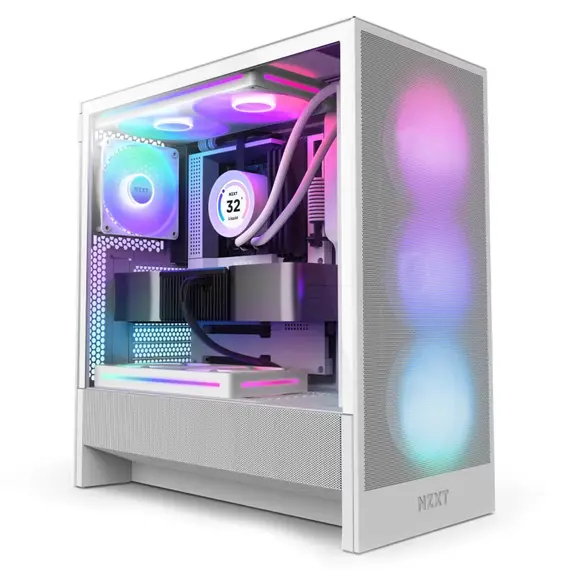 NZXT H5 Flow RGB (2024) - Gaming PC Case, Compact, Mid-Tower, ATX, White