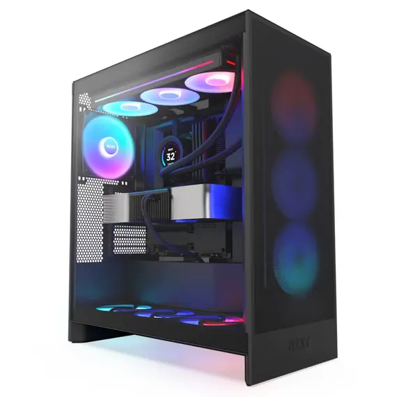 NZXT H7 Flow - Gaming PC Case, RGB, Midi Tower, Black